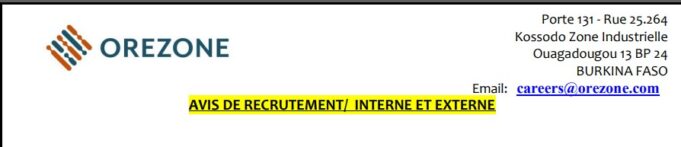 La société Orezone Bomboré recrute