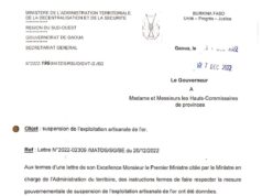 Burkina Faso: Rappel de la suspension de l’exploitation artisanale d’or dans le Sud-Ouest
