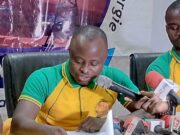 A protest at the Ministry of Mines: The National Syndicate of Mining and Energy Workers (SYNATRAME) organised a press conference at the labour exchange to denounce their working conditions