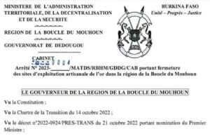 Artisanal gold mining: 40 sites closed in the Boucle du Mouhoun