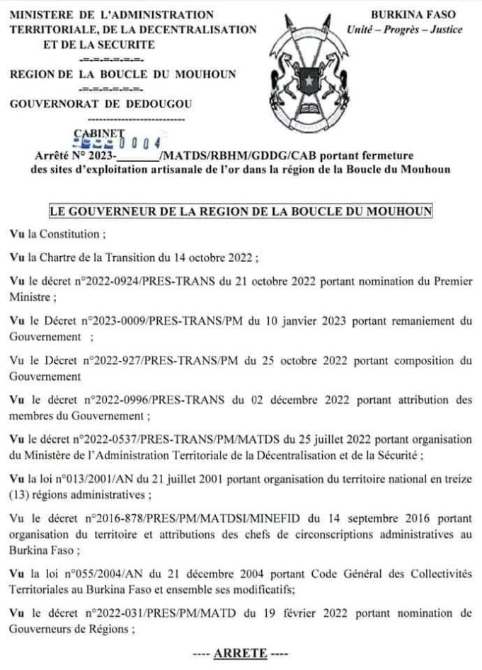 Artisanal gold mining: 40 sites closed in the Boucle du Mouhoun