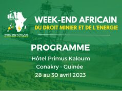 Le Weekend Africain du Droit Minier et de l’Energie aura lieu du 28 au 30 avril 2023 à l’Hôtel Primus Kaloum de Conakry – Guinée