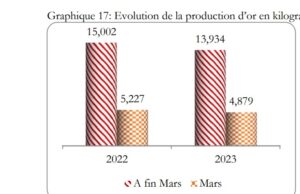 Burkina Faso: Gold production down by 9.8% in March 2023