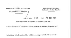 Nouveau Code minier du Mali : La participation gratuite de l’Etat au capital des sociétés minières reste à 10%
