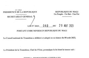 Nouveau Code minier du Mali : La participation gratuite de l’Etat au capital des sociétés minières reste à 10%