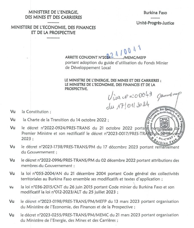 Burkina Faso : Un guide d’utilisation du Fonds minier de Développement local adopté