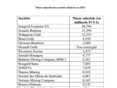 Burkina Faso : La masse salariale des sociétés minières évaluée à 131 milliards FCFA en 2021