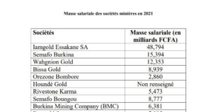 Burkina Faso : La masse salariale des sociétés minières évaluée à 131 milliards FCFA en 2021