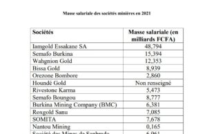 Burkina Faso : La masse salariale des sociétés minières évaluée à 131 milliards FCFA en 2021