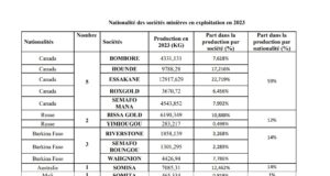Sociétés minières :05 canadiennes sur 12 présentes au Burkina Faso, contre 3 Burkinabè en 2023