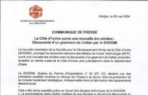 Minerais stratégiques : La Côte d’Ivoire va exploiter le coltan bientôt