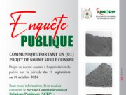 COMMUNIQUE PORTANT UN (01) PROJET DE NORME SUR LE CLINKER