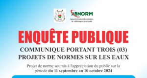 COMMUNIQUE PORTANT SUR TROIS (03) PROJETS DE NORMES SUR LES EAUX