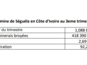 Côte d’Ivoire : La mine de Séguéla a produit 5,189 tonnes entre janvier et septembre 2024