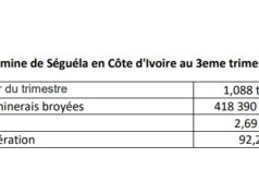 Côte d’Ivoire : La mine de Séguéla a produit 5,189 tonnes entre janvier et septembre 2024