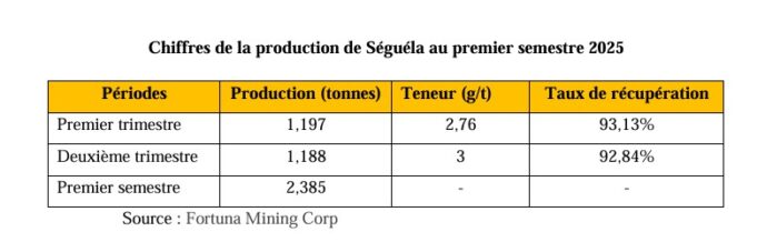 Côte d’Ivoire : La mine de Séguéla a produit 2,385 tonnes d’or au premier semestre 2025