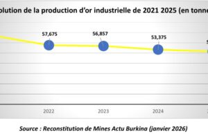 Burkina Faso : 51,55 tonnes d’or issues de la production industrielle en 2025